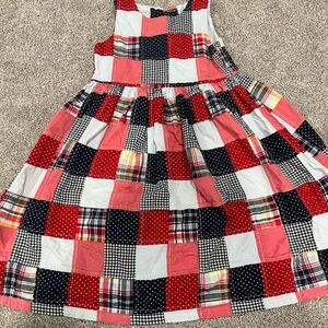 Talbots girls size 6 Plaid Patchwork Sleeveless Dress Red, white, and Blue